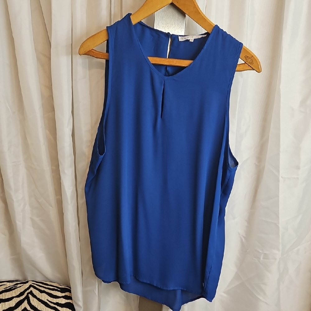 Violet & Claire Royal Blue Sleeveless Blouse